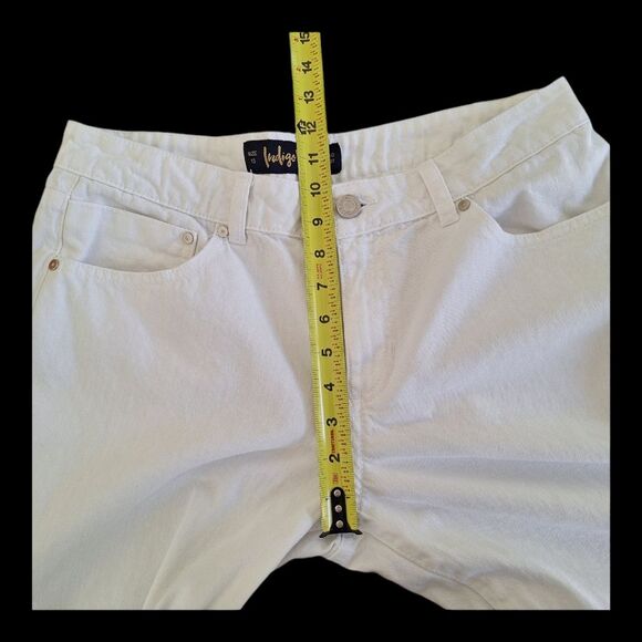 Indigo Rein White Denim Loose-Fit Jeans Wide Leg Cotton Juniors size 13 Mid Rise - Picture 8 of 16